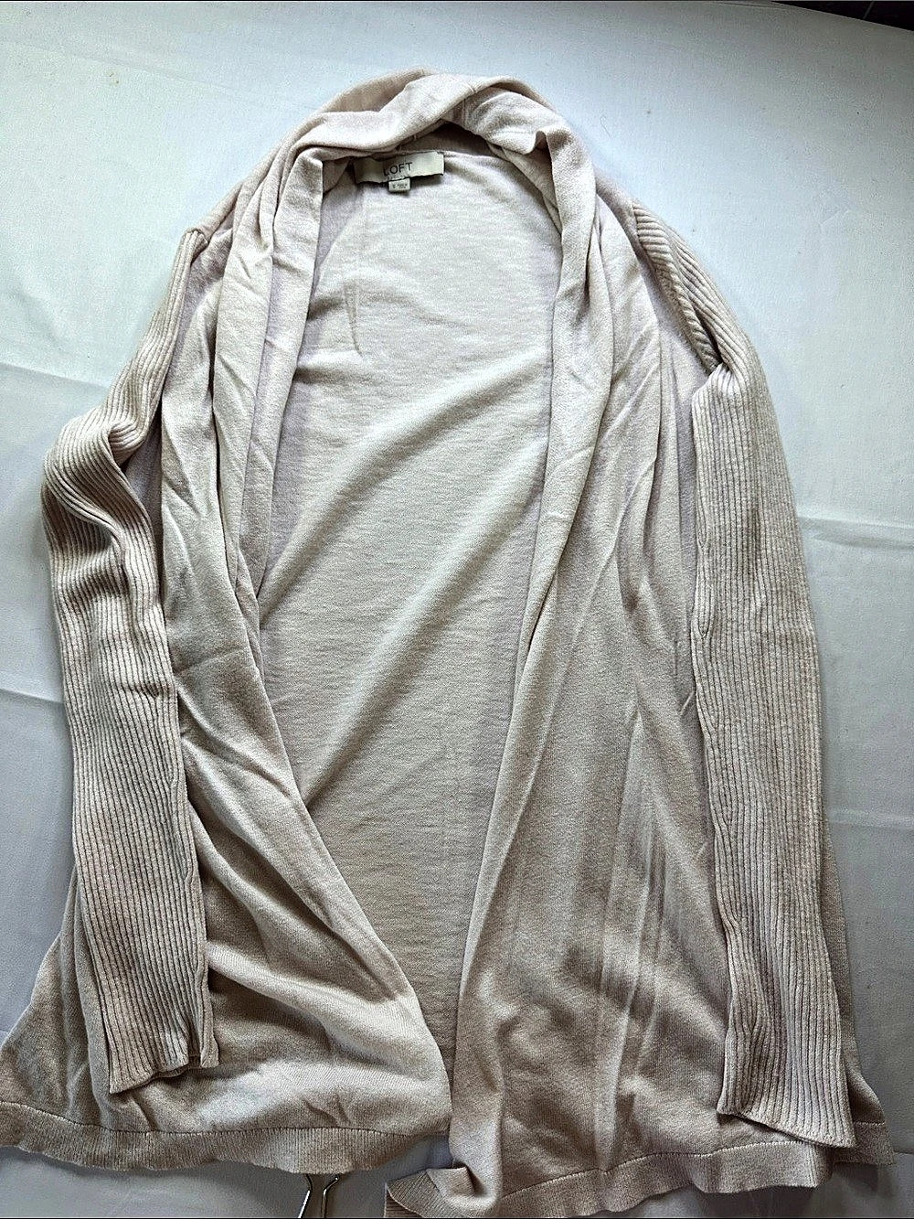 LOFT Open Front Draped Cardigan Pink Small
